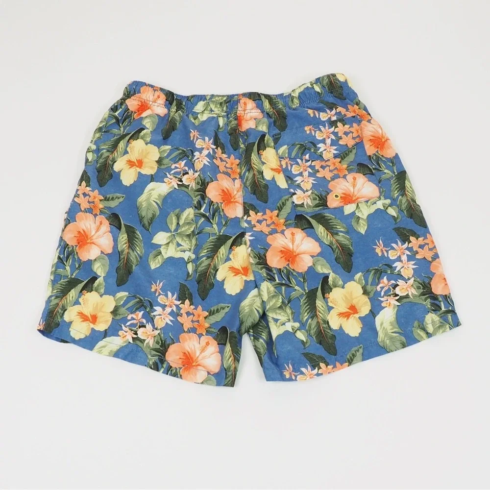 Tommy Bahama Swim Trunks Shorts Mens Medium Blue Floral AOP Swimsuit Beach